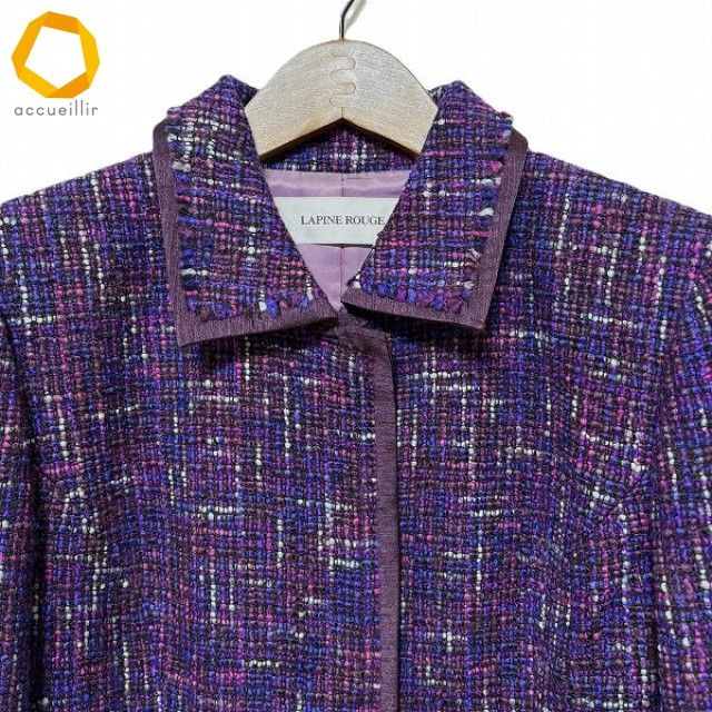 wnc ラピーヌ LAPINE セットアップ 13 紫 ツイード スカートスーツ