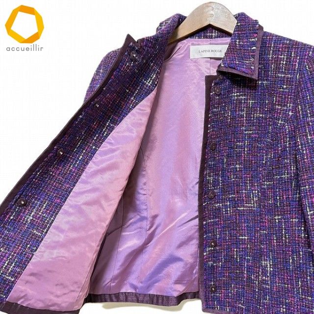 wnc ラピーヌ LAPINE セットアップ 13 紫 ツイード スカートスーツ