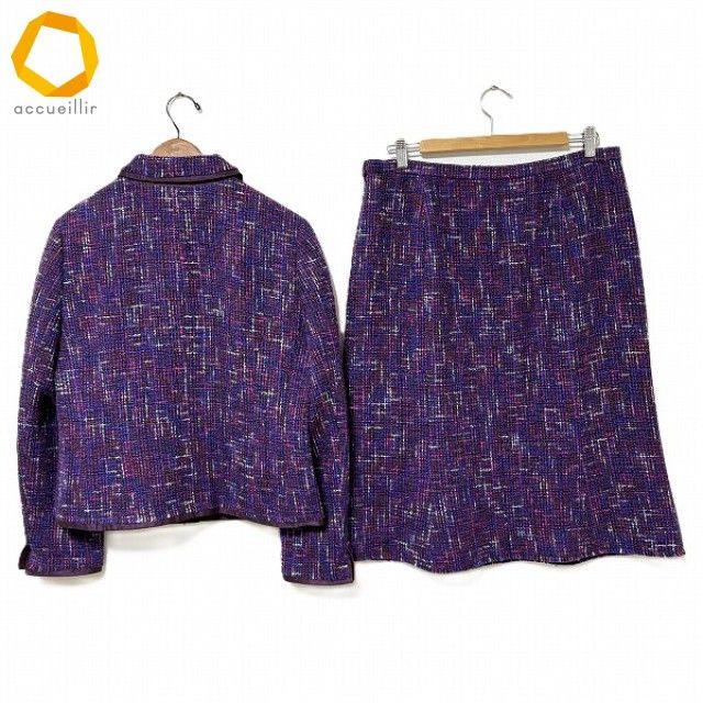 wnc ラピーヌ LAPINE セットアップ 13 紫 ツイード スカートスーツ