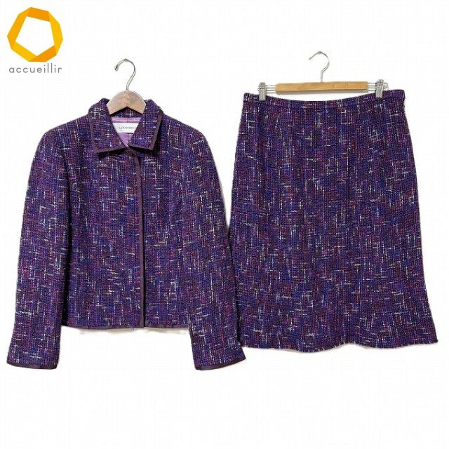 wnc ラピーヌ LAPINE セットアップ 13 紫 ツイード スカートスーツ