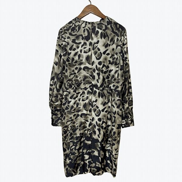 anc エスカーダ ESCADA ワンピース 32 グレー 黒 シルク 総柄 スカーフ風 レディース 962012