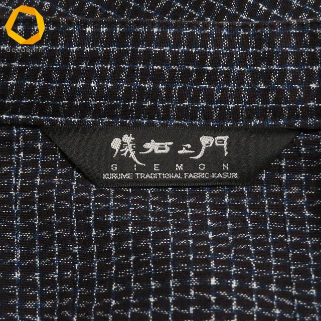 夏セール開催中！ anc ギエモン 儀右衛門 オカモト商店 チュニック シャツ ブラウス 黒 青 白 絣 スタンド ドルマン 総柄 レディース 964093