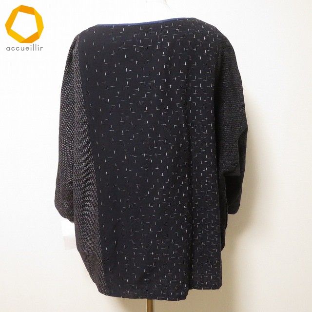 anc ギエモン 儀右衛門 オカモト商店 カットソー チュニック 紺 黒 白 絣 ドルマン 切替え 和風 レディース 964096