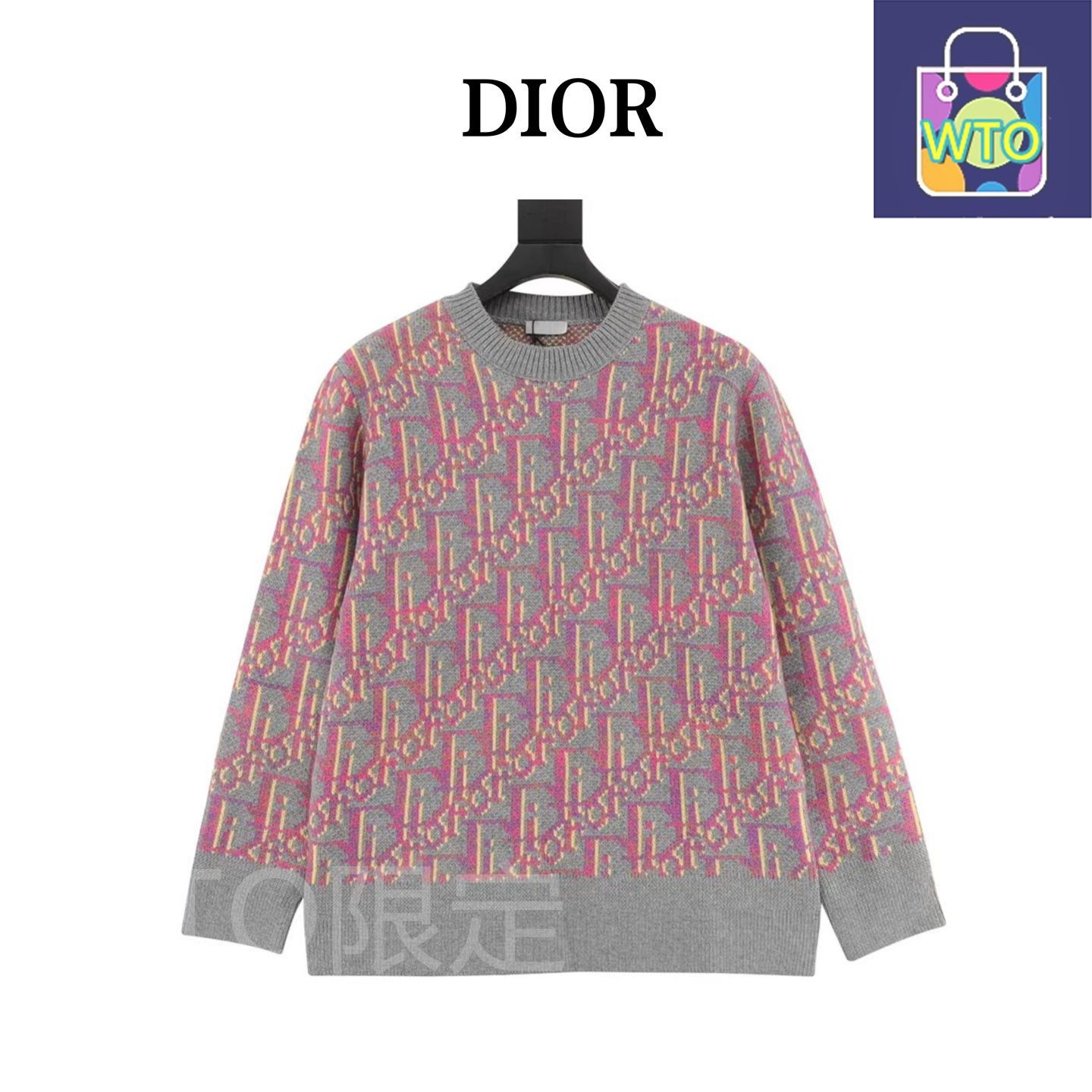 今日 Dior ディオール CDオールプリント提花クルーネックセーターシリーズ インポート7針提花工芸-羊毛晴綸混紡