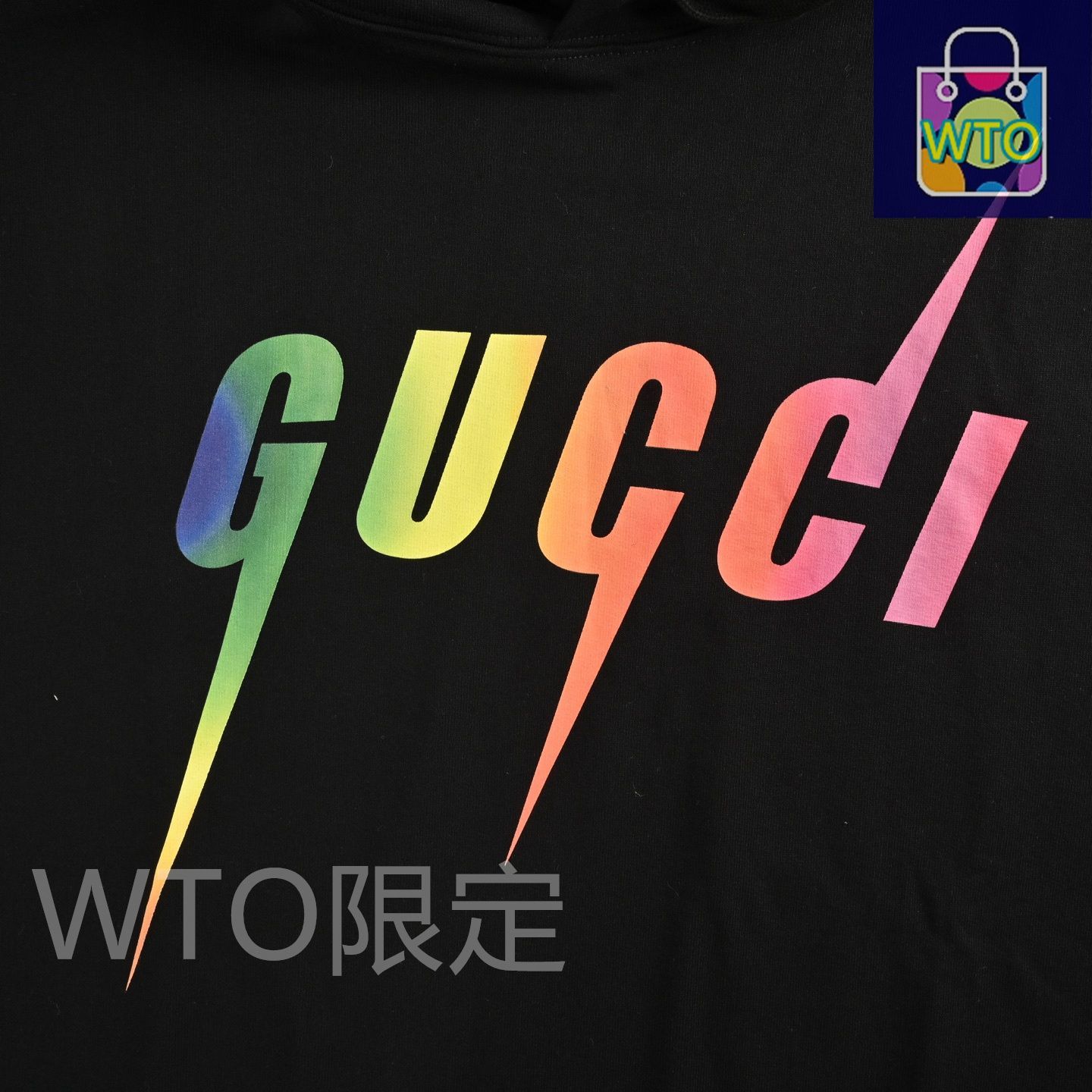  今日 Gucci グッチ グラデーション稲妻プリントフード付きスウェット 精控ホットメルト接着剤プリントで鮮やか色調を実現 長袖 ニット セーター