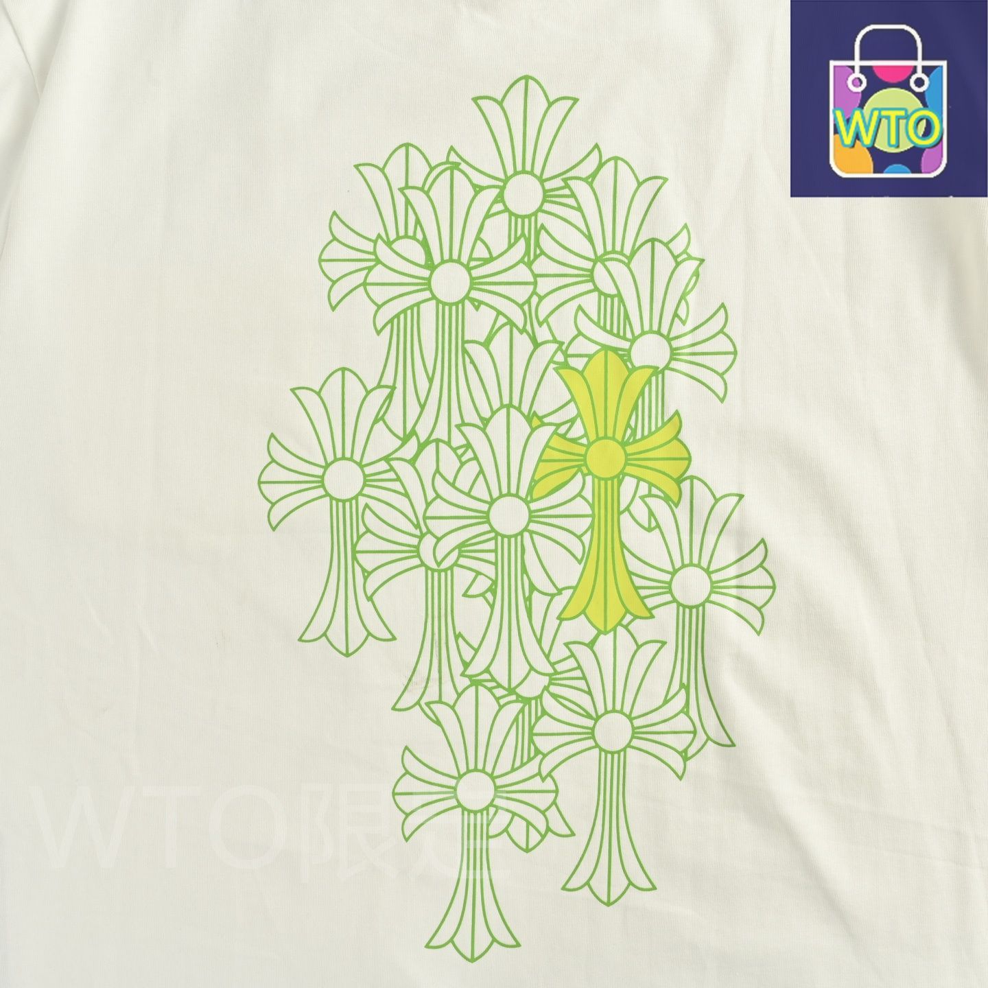  今日 Chrome hearts クロムハーツ 緑クロスファントムプリントロングスリーブ 280 g双糸コットン生地をオーダーワーク 長袖 ニット セーター