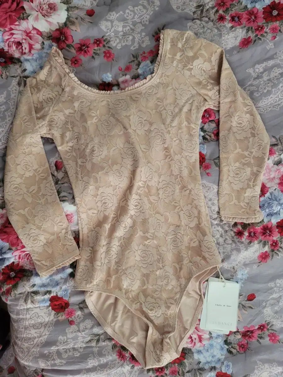 レブダンス Olivia Hassler レース レオタード ピンク S