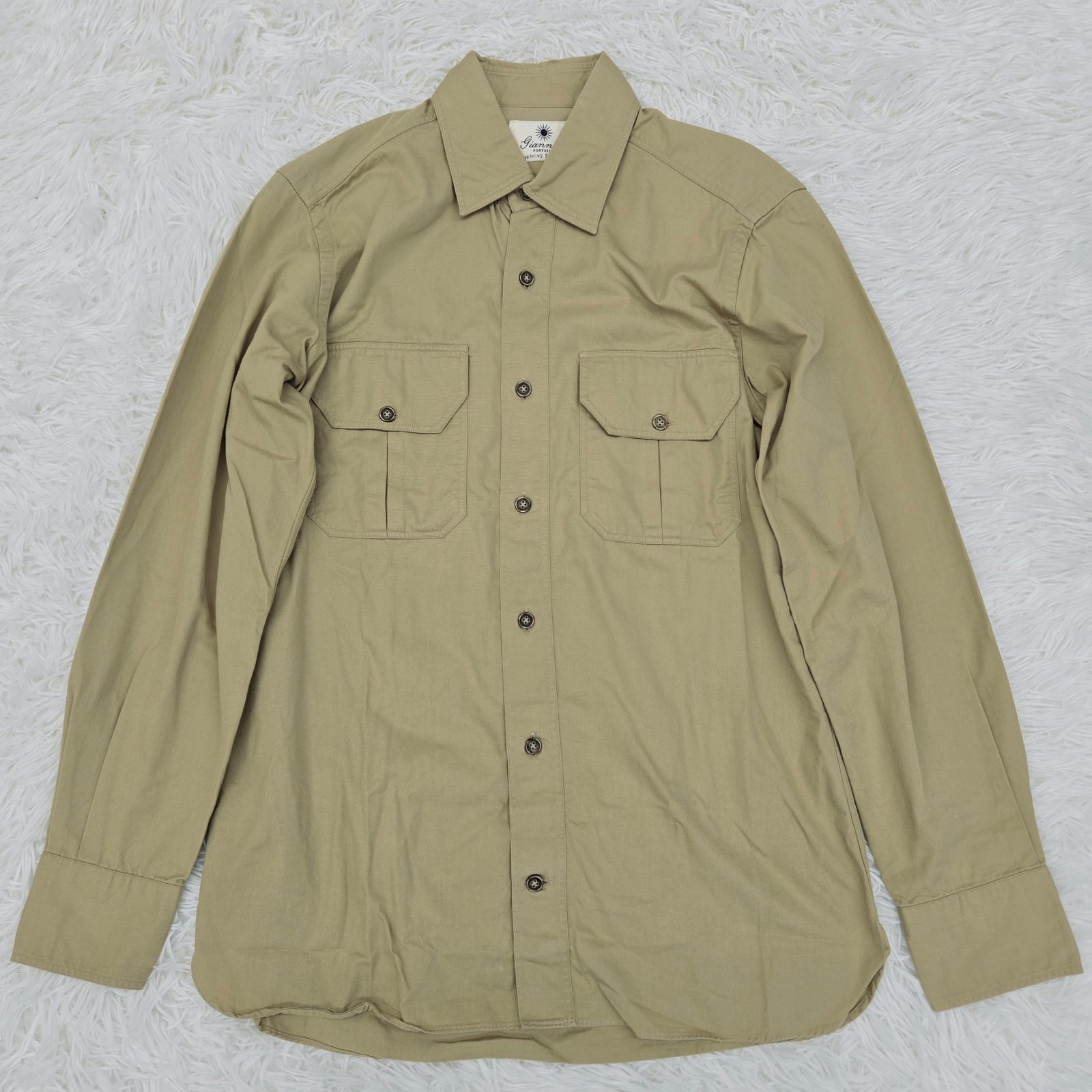 ジャンネット ポルトフィーノ 長袖シャツ ミリタリー サファリテイスト 刺繍 S