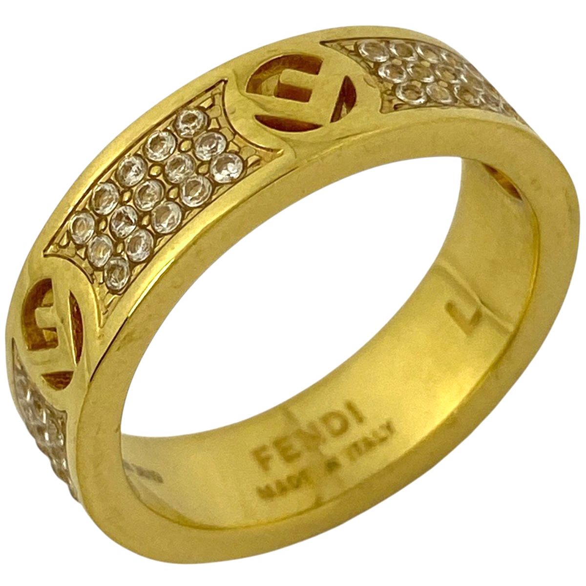 現行 FENDI フェンディ エフイズ リング ゴールド ラインストーン S 現行 FENDI フェンディ エフイズ リング ゴールド ラインストーン S