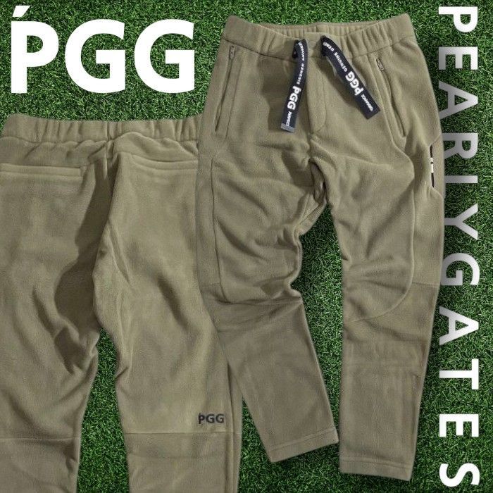 PGG by PEARLY GATES ピージージー パーリーゲイツ ゴルフ リースボンディング 切替デザイン 無地 ストレッチ ロングパンツ ゴルフウェア 268-2231001 定価3.5万 カーキ 039 51103w05