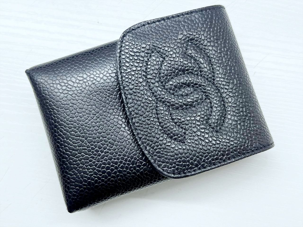 保管 CHANEL シャネル ココマーク キャビアスキン シガレット シガーケース たばこケース 小物入れ 黒 シールカード有