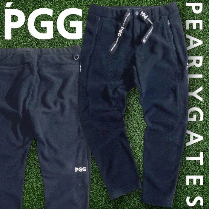 PGG by PEARLY GATES ピージージー パーリーゲイツ ゴルフ リースボンディング 切替デザイン 無地 ストレッチ ロングパンツ ゴルフウェア 268-2231001 定価3.5万 ネイビーブラック 039 51103w04