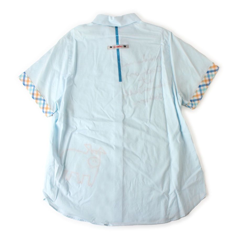 WK25044 ALBEROBELLO アルベロベロ オレボレブラ 半袖シャツ ブタさん ライトブルー 刺繍 M