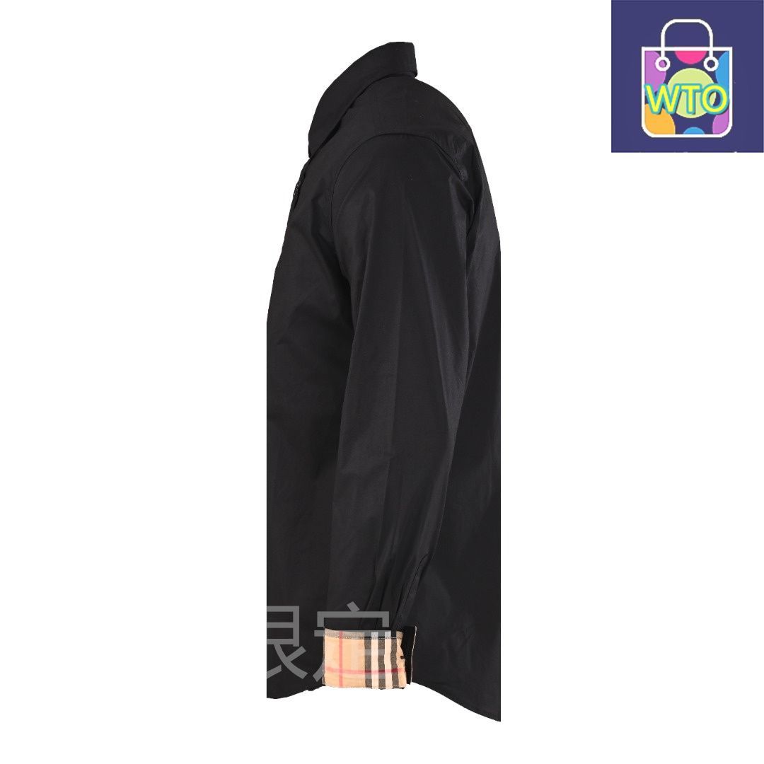 今日 Burberry バーバリー 袖口チェックBT刺繍ロングスリーブシャツ チェック位置合わせでクラシック雰囲気アウター トップス