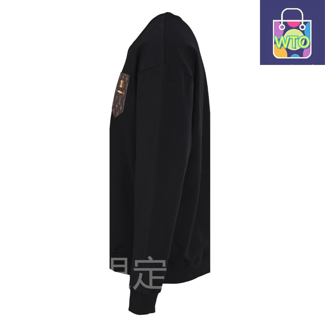 今日 Louis Vuitton ルイヴィトン 老花レザーパッチ丸首スウェット レザーロゴで 感ありアウター トップス