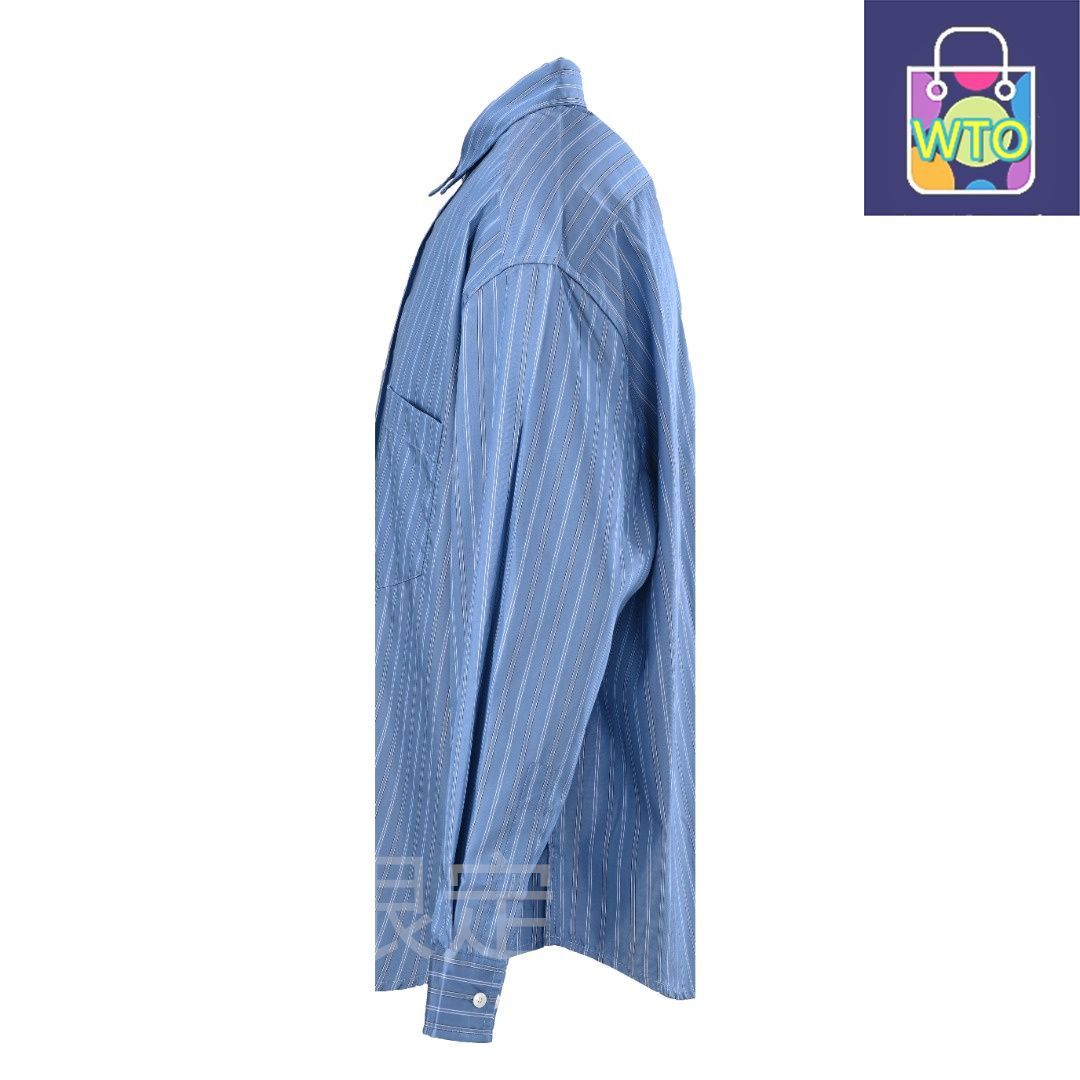 今日 Acne Studios アクネスタジオ ロゴブルーストライプロングスリーブシャツ サンドウォッシュ加工で変形しにくいアウター トップス