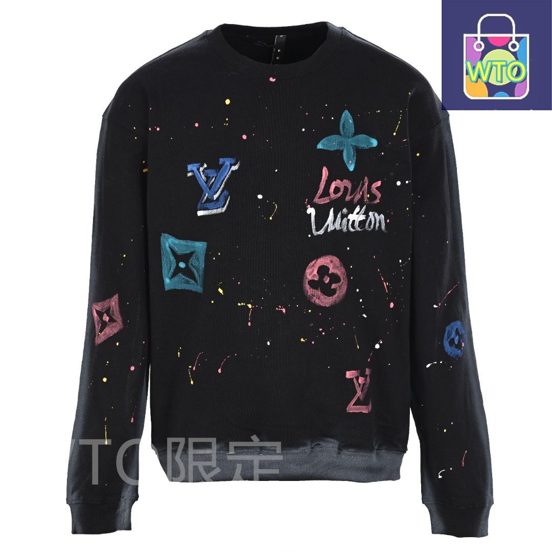 今日 Louis Vuitton ルイヴィトン 水洗破壊丸首スウェット グラデーション加工ありアウター トップス