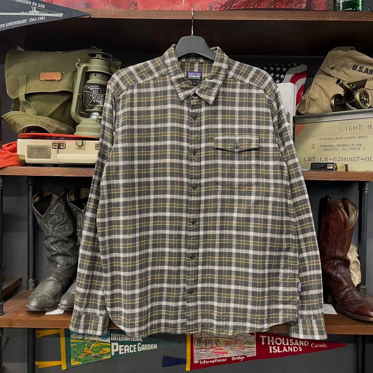 FA19 patagonia マルチ チェック オーガニック コットン ポケット シャツ