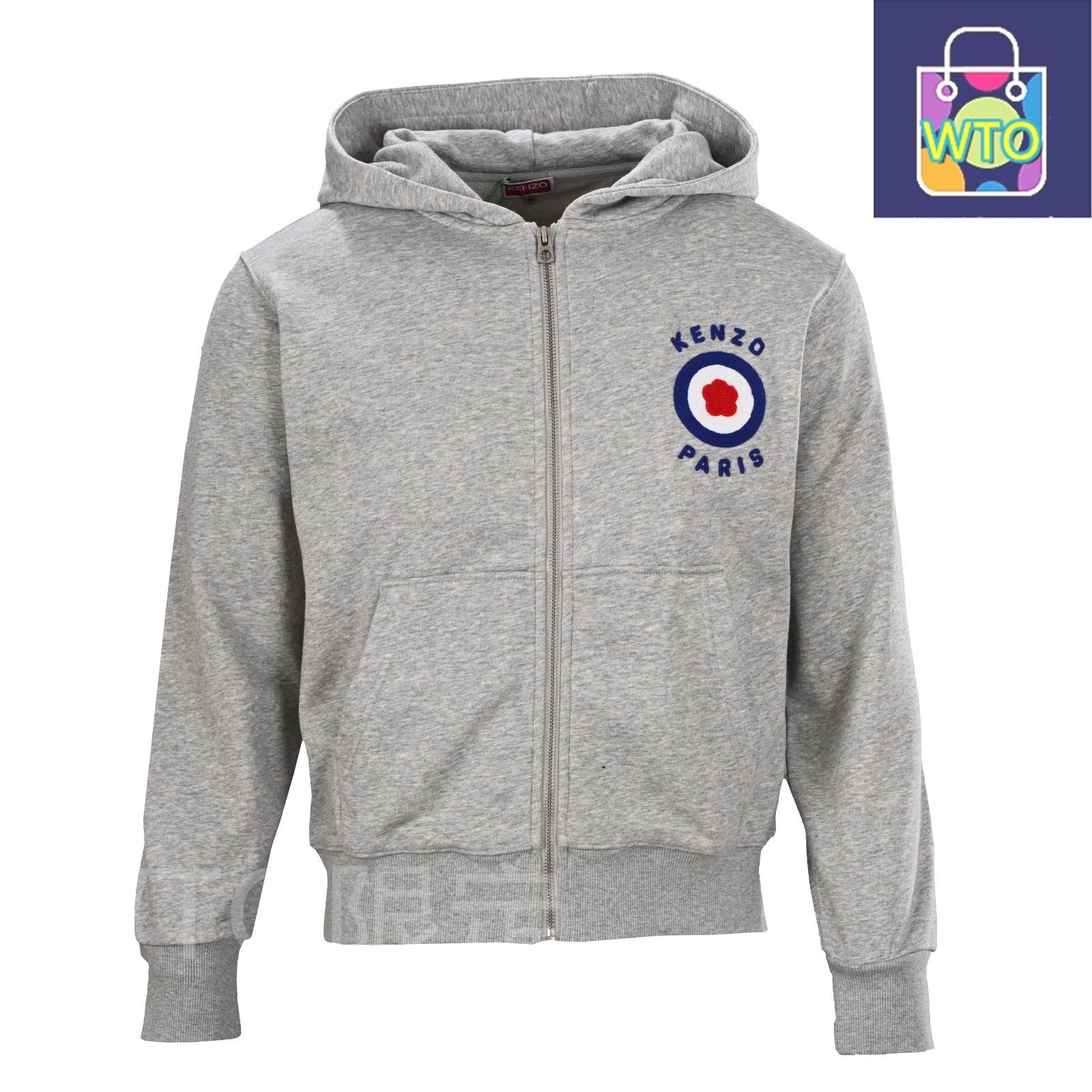 今日 Kenzo ケンゾー ブルーフラワーファスナーフード付きスウェット 410g全棉抓毛素材で立体的なシルエットアウター トップス