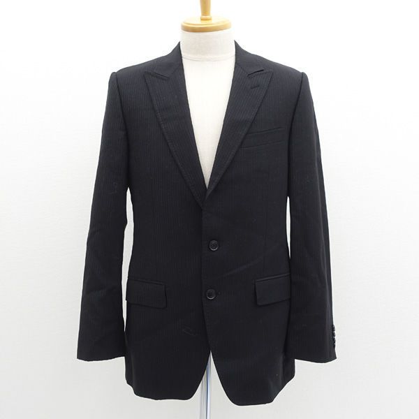 DOLCE-GABBANA ドルチェ アンド ガッバーナ セットアップ シングル 2B ストライプ ブラック サイズ48 メンズ MEN 男性 ボーイズ 紳士 メンズファッション