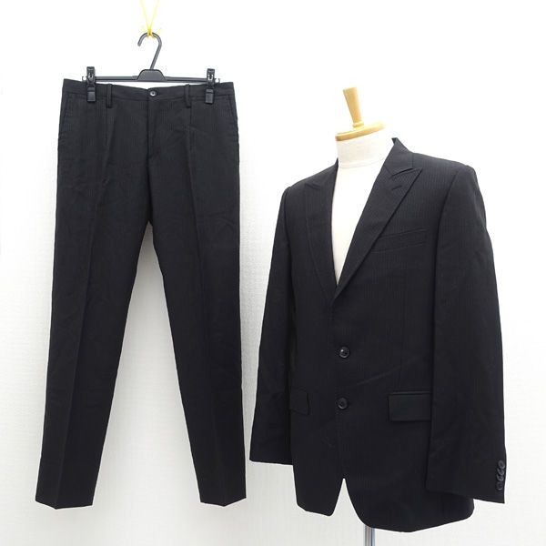 DOLCE-GABBANA ドルチェ アンド ガッバーナ セットアップ シングル 2B ストライプ ブラック サイズ48 メンズ MEN 男性 ボーイズ 紳士 メンズファッション