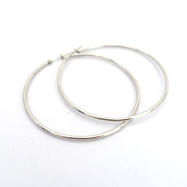 K 14 WG フープピアス 1.4 mm 48 両耳 イヤリング ピアス ブランド