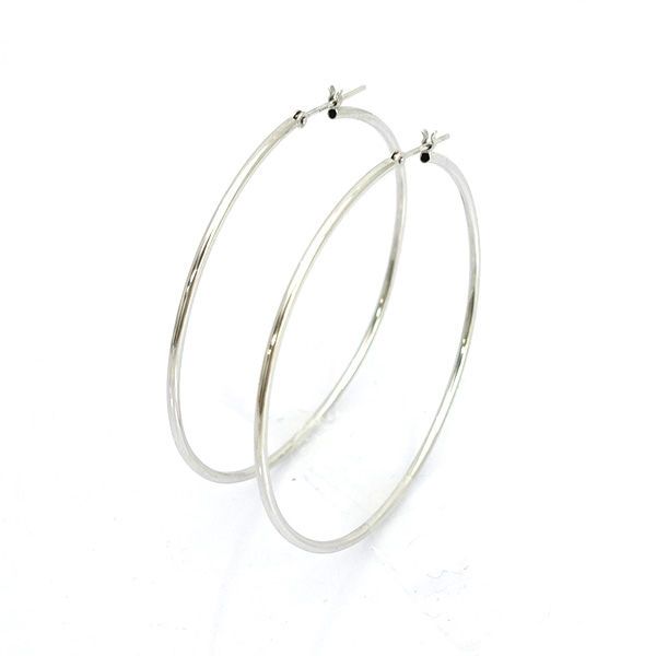 K14WG フープピアス 1.4mm 48mm 両耳 イヤリング ピアス ブランド