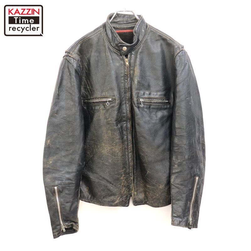 60s 裏地ボア シングルライダースジャケット メンズ Lサイズ相当