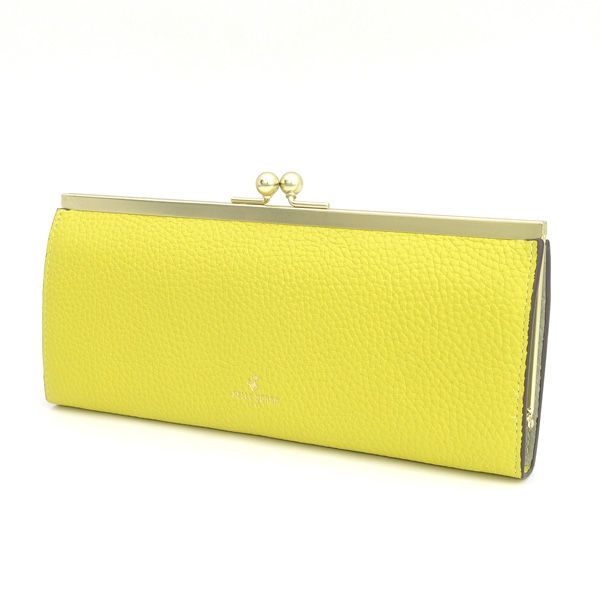 PELLE BORSA / ペレボルサ ◇がま口長財布/レザー/イエロー/箱付き