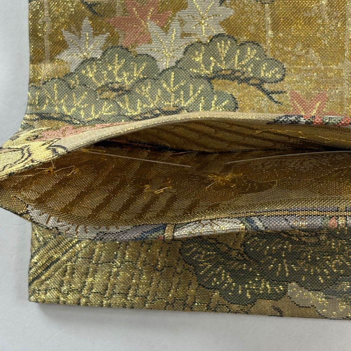 本金箔全通丸帯 美品】 注文 丸帯 名品 源氏絵 箔 金色 全通 正絹 【】 在庫一掃