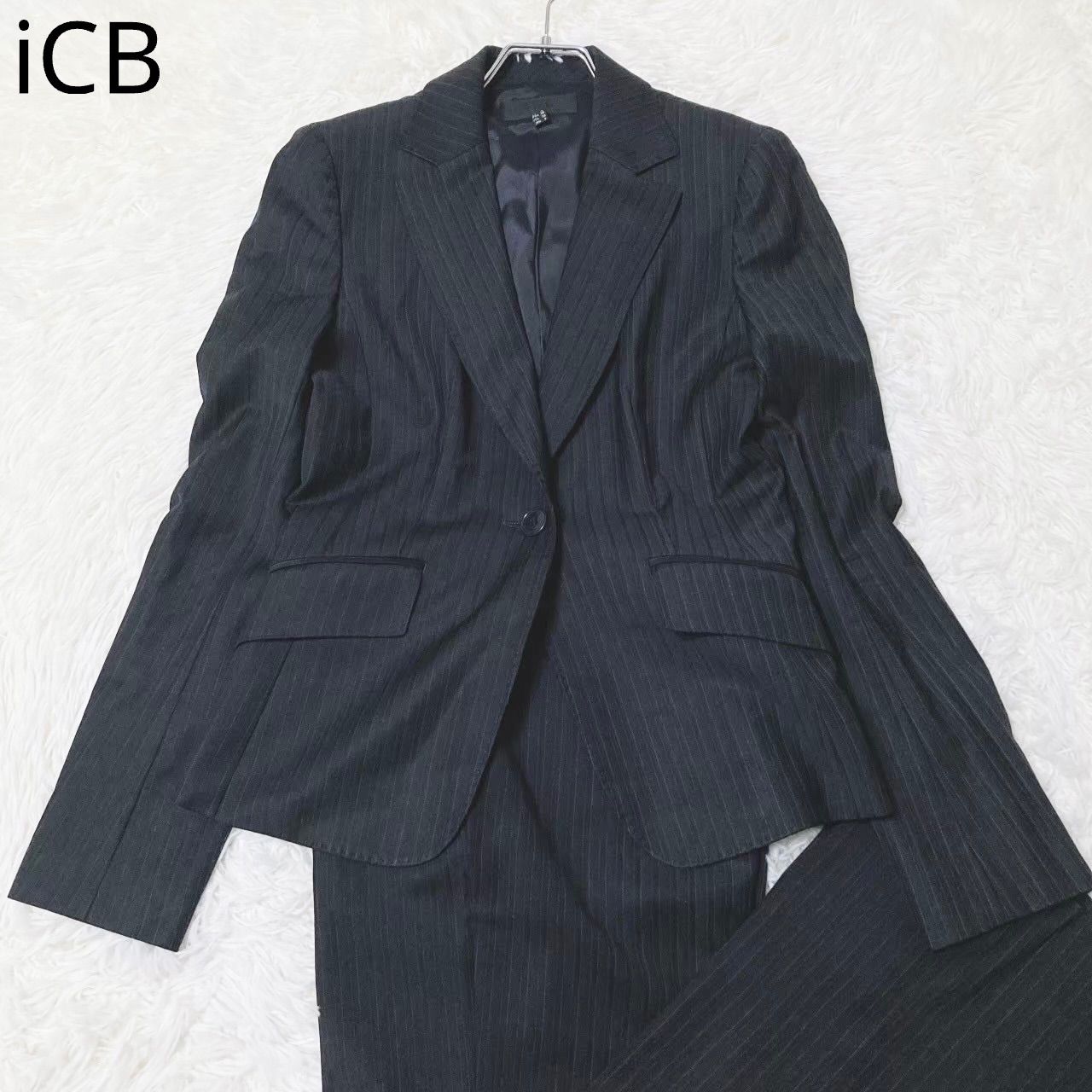 アイシービー スーツセットアップ ストライプ柄 テーラードジャケット