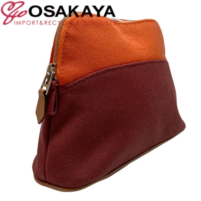 エルメス HERMES ボリードポーチ ミニミニ 赤 キャンバス 美品 HERMES