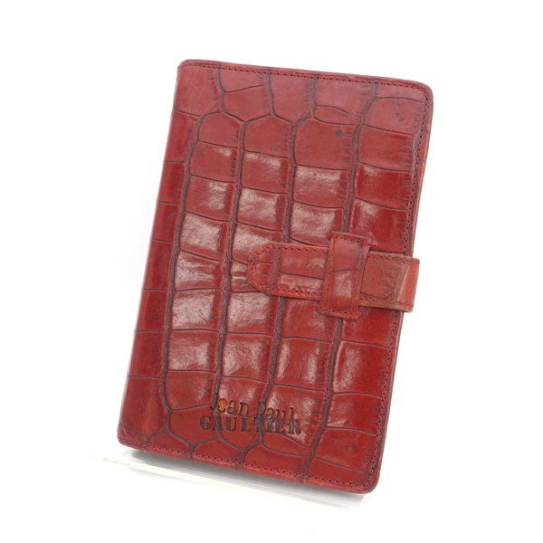 JEAN PAUL GAULTIER ジャンポール ゴルチエ 手帳 6穴スリムミニ クロコ型押し レッド 手帳 アドレス 住所録 ブランド