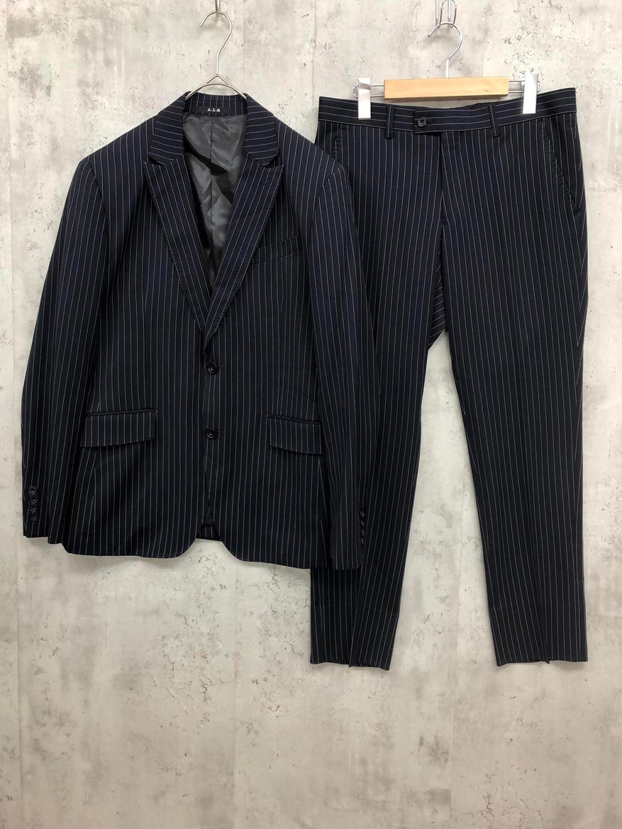ATELIER SAB アトリエサブ ストライプ セットアップ ジャケット パンツ スーツ size52 LL 紺系 メンズ
