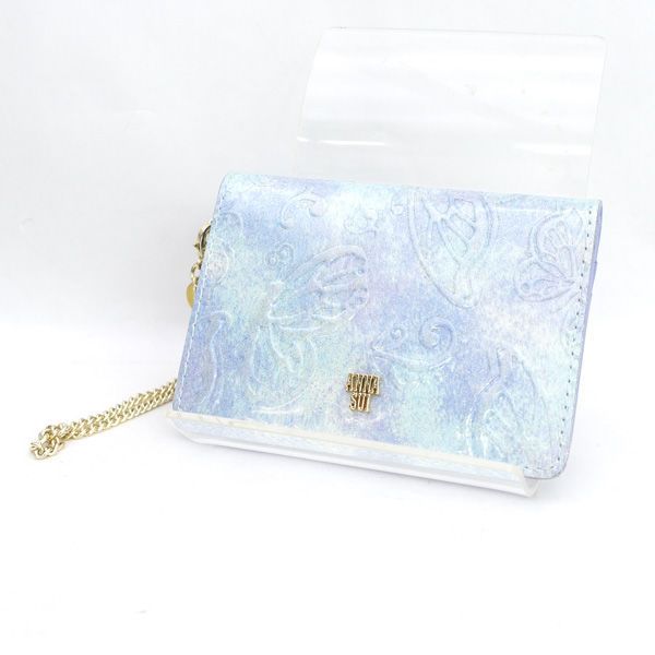 ANNA SUI アナスイ パスケース カード 定期 レザー ブルー カード パス 定期 Suica スイカ ICOCA イコカ 保険証 ブランド
