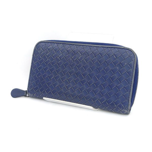 BOTTEGA VENETA ボッテガヴェネタ イントレチャート ラウンドファスナー 長財布 レザー ネイビー 財布 サイフ ウォレット wallet コイン ブランド