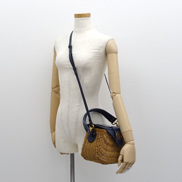 TORY BURCH / トリーバーチ ◇カゴバッグ ストロー ゴールドロゴ 2WAY