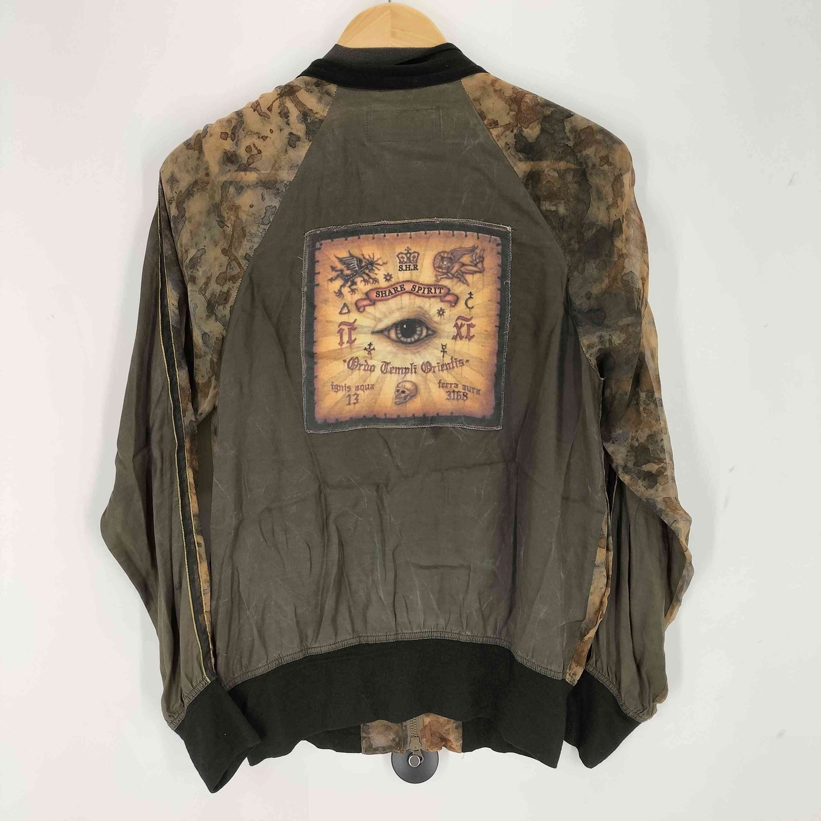 シェアースピリット SHARE SPIRIT シルク100% 総柄 ダブルジップ スカジャン メンズ JPN 44