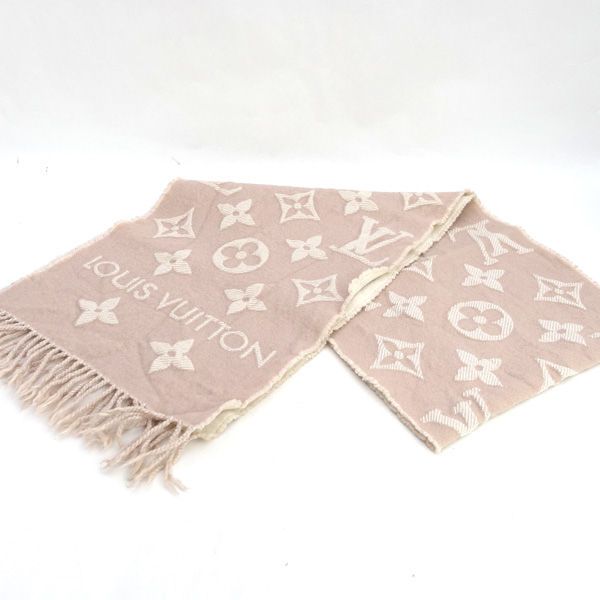 ルイヴィトン　マフラー・LV エセンシャル　ピンクベージュローズ　中古品 LOUIS VUITTON(ルイヴィトン) LVエセンシャル モノグラム マフラー