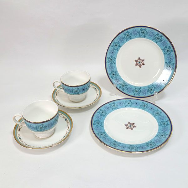 WEDGWOOD ウェッジウッド 洋食器 ウェッジウッド ターコイズジュエル ペアカップ-ソーサー&プレート 37943 すまい 雑貨 西洋磁器 ギフト