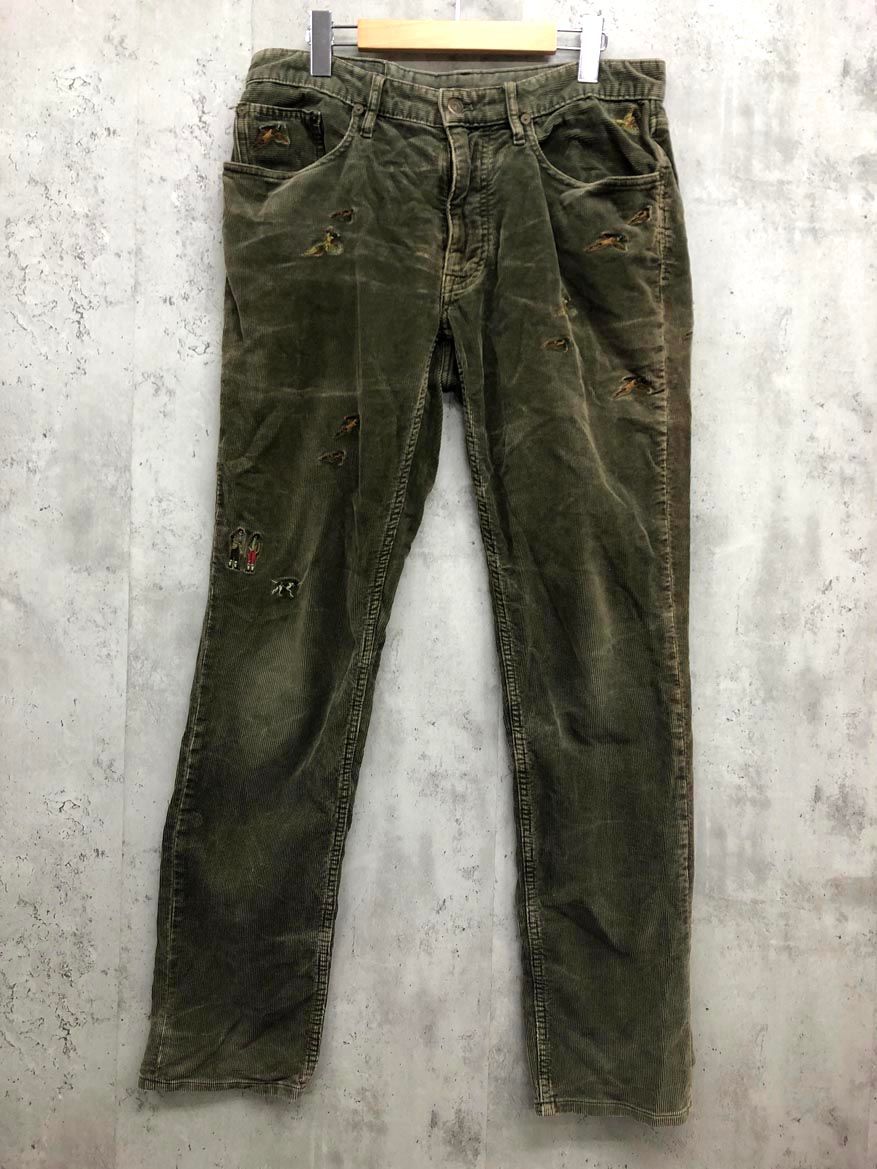 POLO RALPH LAUREN ポロ ラルフローレン コーデュロイ 刺繍 パンツ size32 175 82A 緑 メンズ