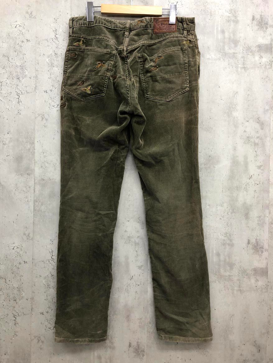 POLO RALPH LAUREN ポロ ラルフローレン コーデュロイ 刺繍 パンツ size32 175 82A 緑 メンズ