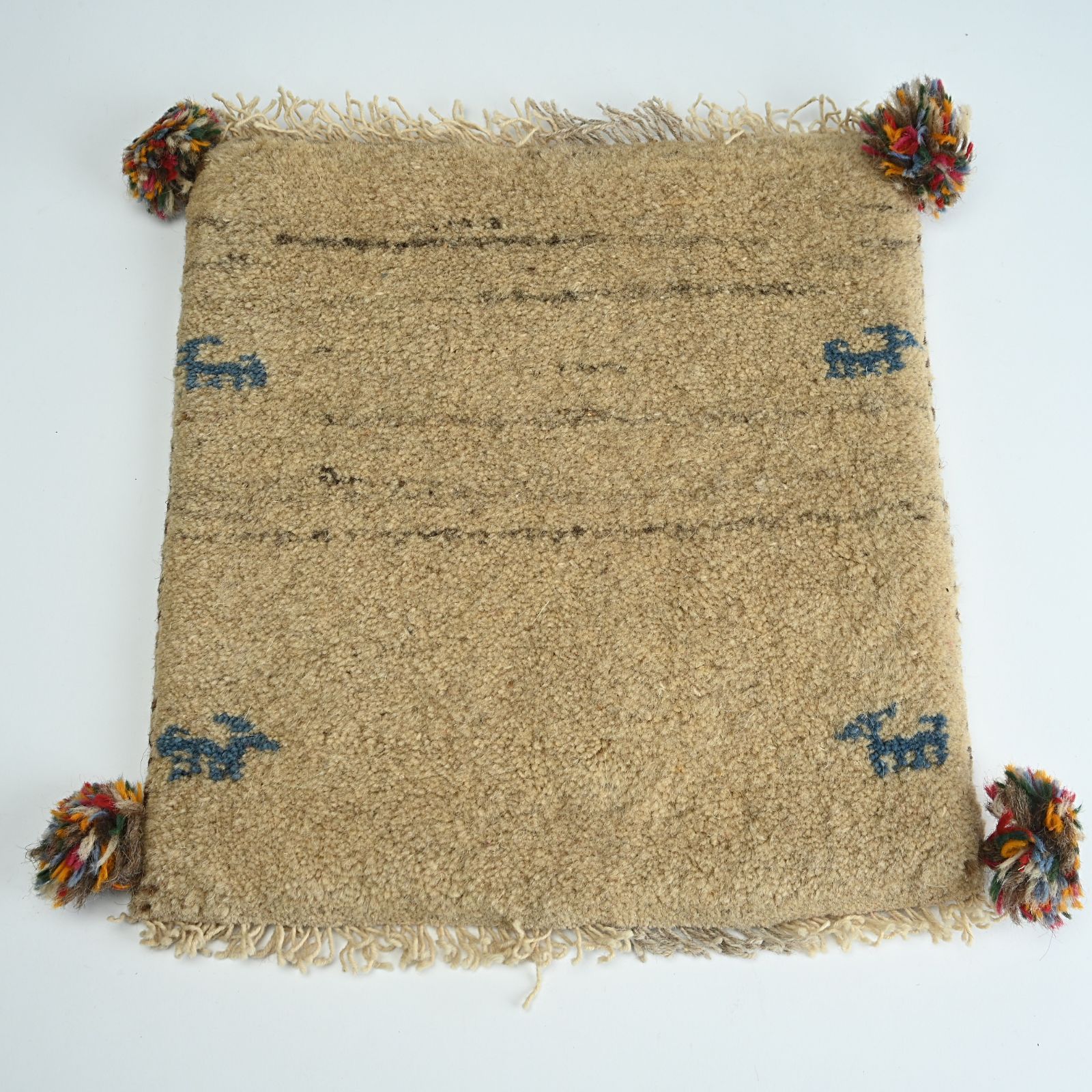 ペルシャ絨毯 手織 ギャッベ ウール チェアマット 36 39㎝ シーラズ イラン Persian Gabbe 座布団