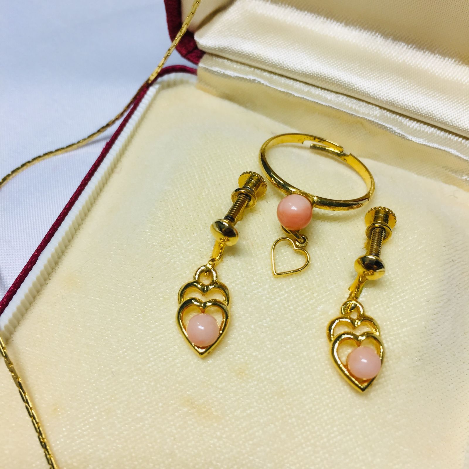 S【ヴィンテージ】本珊瑚 サンゴ アクセサリーセット ピンクサンゴ