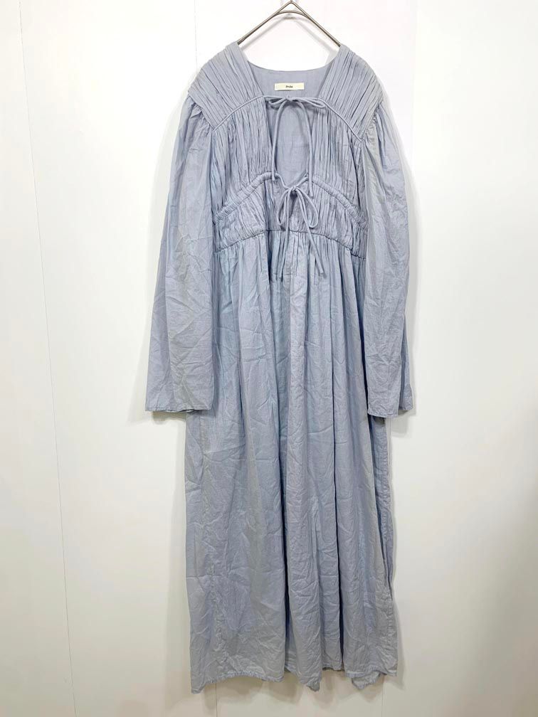 anuke アヌーク 62420308 Cotton Gather Onepiece ワンピース size36 アイスブルー レディース