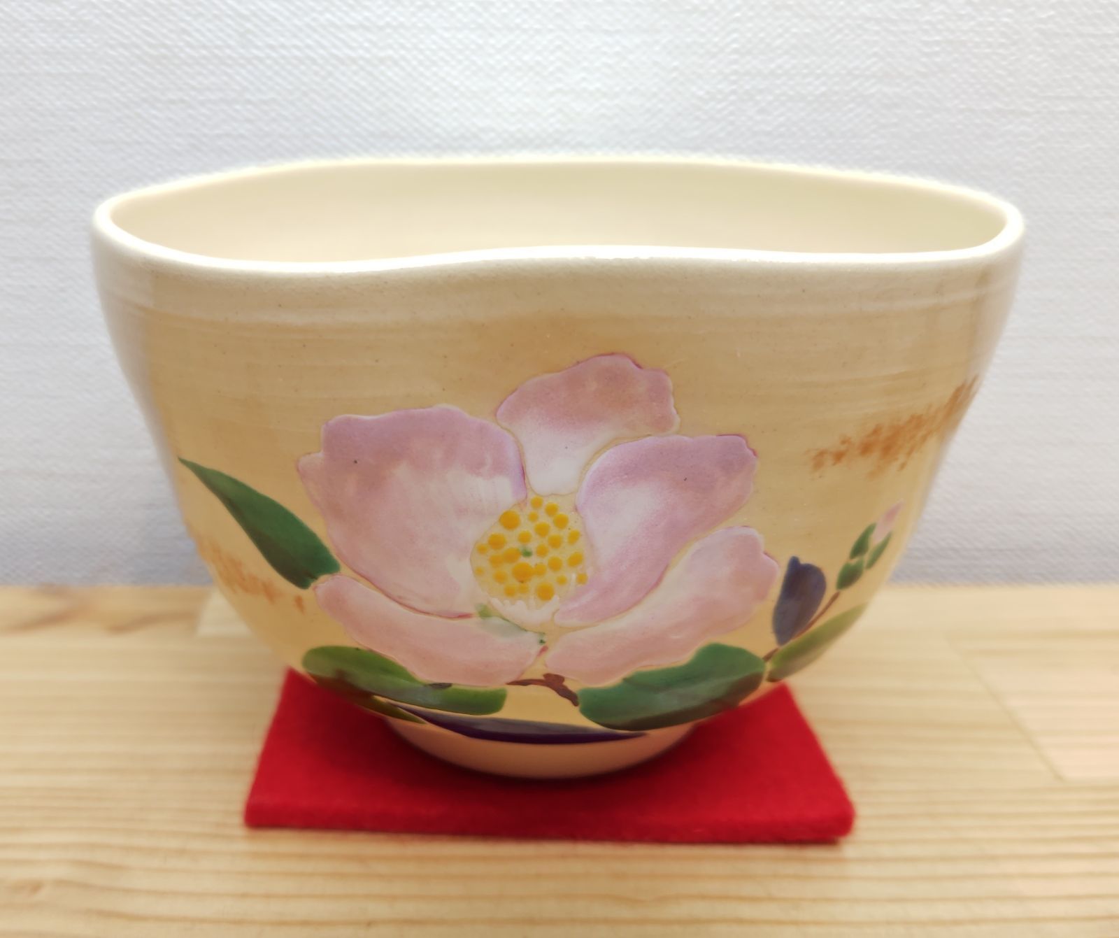 逢絢亭 茶道具 茶碗 京焼 色絵 以津の夢椿の絵 小野山若水 共箱入り