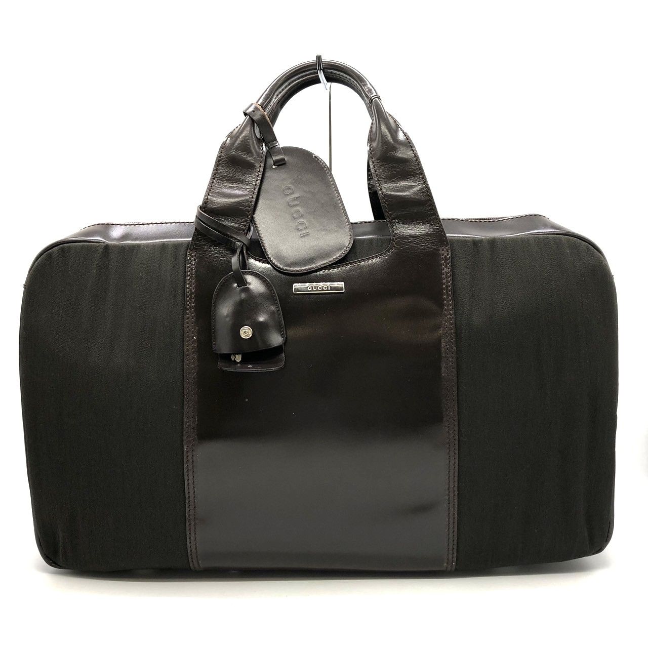 GUCCI グッチ 010 0305 ビジネスバッグ ブリーフケース 鍵付 ナイロン レザー カーキ ブラウン ヴィンテージ メンズ レディース 旅行 トラベル