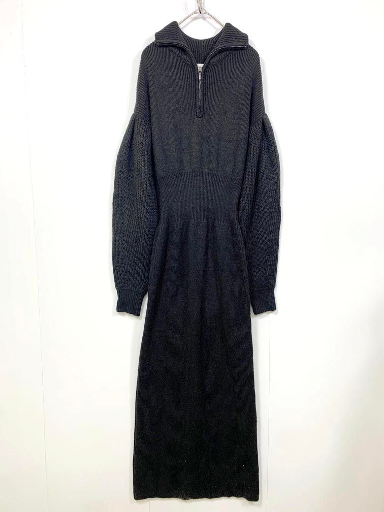 CLANE クラネ 11112-5232 定価35200円 BULKY SLEEVE KNIT ONE PIECE ワンピース size 1 黒 レディース