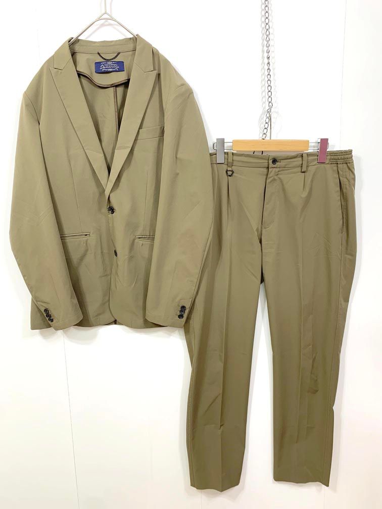 nano universe ナノユニバース NUC11SUT002OS SOLOTEX ストレッチ カジュアル セットアップ ジャケット パンツ スーツ sizeL 茶 メンズ