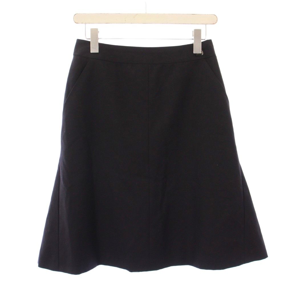 シャネル CHANEL フレアスカート ひざ丈 ロゴ シルク ウール カシミヤ